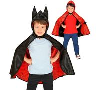 W WIDMANN MILANO Party Fashion 10666 - Capa de superhéroes, capa reversible con capucha, capa, araña, murciélago, Halloween, disfraces de carnaval