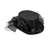 W WIDMANN MILANO Party Fashion 11762 - Cilindro con rosa negra y tul, de fieltro, sombrero, sombrero, viuda, fiesta temática, carnaval