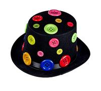 Widmann 11763 11763 11763 - Cilindro de fieltro con botones de colores para sombrero de payaso, circo, fiesta temática, carnaval, unisex, para adultos, multicolor, talla única