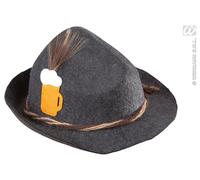 W WIDMANN MILANO Party Fashion 1409M - Sombrero bávaro, con decoración de jarra de cerveza, gris, Baviera, fiesta de la cerveza, disfraz tradicional, sombrero, accesorio, carnaval, fiesta temática