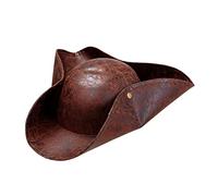 W WIDMANN MILANO Party Fashion 1417P - Sombrero de pirata con tres puntas, efecto de imitación de cuero, accesorio para disfraces de carnaval y fiestas temáticas, marrón