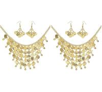 W WIDMANN MILANO Party Fashion - 24372 - Pendientes y cadena con monedas de oro, oro, joyas, accesorio, fiesta temática, carnaval (Paquete de 2)