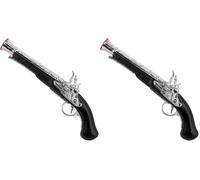 W WIDMANN MILANO Party Fashion - 3085P - Pistola Pirata Antigua, Accesorio para Disfraces, Negra (Paquete de 2)