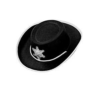 WIDMANN 37712 - Sombrero de Vaquero de Fieltro para niños, con Estrella de Sheriff, Lejano Oeste, Americanos, Carnaval, Fiestas Temáticas, Talla Única, Color Negro