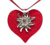 W WIDMANN MILANO Party Fashion - 46730 - Collar de banda con corazón rojo y strass edelweiss, joyería, collar, fiesta de la cerveza, fiesta popular, carnaval, fiesta del lema