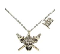 W WIDMANN MILANO Party Fashion - 46748 - Collar con calavera de pirata y espadas cruzadas con bandera pirata, joyas, gargantilla, pirata, carnaval, fiesta temática