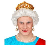 W WIDMANN MILANO Party Fashion 51640 - Peluca Queen, gris, reina, nobleza, fiesta temática, carnaval