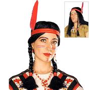 W WIDMANN MILANO Party Fashion - 6003D - Peluca Indio y india, negro, carnaval, fiesta temática