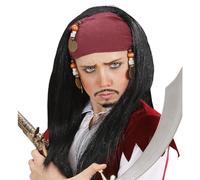 W WIDMANN MILANO Party Fashion - 6289C - Peluca infantil de pirata caribeño, negra, con pañuelo y cuentas, carnaval, fiesta temática