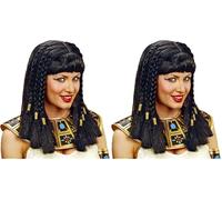W WIDMANN MILANO Party Fashion - 6316R - Peluca de reina del Nilo con trenzas, negra, pelo sintético, fiesta temática, carnaval (Paquete de 2)