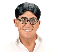 W WIDMANN MILANO Party Fashion 6339N - Peluca Nerd, negra, colegial, carnaval, fiesta temática