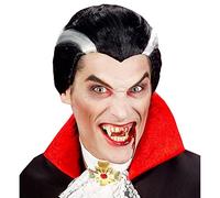 W WIDMANN MILANO Party Fashion 6344D - Peluca de vampiro, gris-negro, Drácula, fiesta temática, carnaval