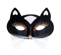 W WIDMANN MILANO Party Fashion 64641-Máscara de ojos con diseño de gato negro, multicolor, Normal (Widmann S.r.l. 64641)