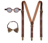W WIDMANN MILANO Party Fashion 68552 - Conjunto de disfraz steampunk, tirantes, pajarita, gafas, carnaval, fiesta temática, Halloween