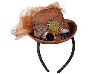 W WIDMANN MILANO Party Fashion - 68562 - Diadema con minicilindro Steampunk, efecto ante, retro, fiesta temática, carnaval