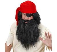 W WIDMANN MILANO Party Fashion - 7030N - Peluca de cavernícola/pirata, negra, con barba, hombre de la Edad de Piedra, pirata, carnaval, fiesta temática