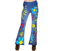 W WIDMANN MILANO Party Fashion - 70s leggings hippie jeans, flower power, pantalones de flores