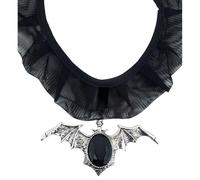 W WIDMANN MILANO Party Fashion - 7129P - Collar murciélago, con piedra preciosa negra, joyas, collar, vampiro, Halloween, carnaval, fiesta temática
