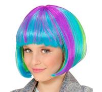 W WIDMANN MILANO Party Fashion 74594 - Peluca infantil Starlet, con mechas de colores, glamour, carnaval, fiesta temática