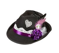 W WIDMANN MILANO Party Fashion 75719 - Sombrero fedora bávaro, con adornos de fieltro, negro, Baviera, fiesta de la cerveza, traje típico, sombrero, accesorio, carnaval, fiesta temática