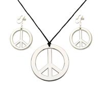 W WIDMANN MILANO Party Fashion 7897H - Set hippie, collar con pendientes, paz, flower power, joyas, fiesta temática, carnaval