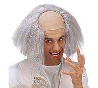 W WIDMANN MILANO Party Fashion - 8395M - Gorra de Einstein, semi-calva con pelo sintético gris, fiesta temática, carnaval