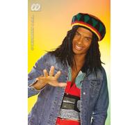WIDMANN MILANO PARTY FASHION 8446R - Gorro de ganchillo Reggea, Rasta, sombrero, tocado, accesorio, carnaval, fiesta temática