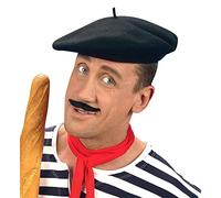 W WIDMANN MILANO Party Fashion - 8524F - Gorra francesa, negra, de algodón, boina, francés, sombrero, tocado, accesorio, fiesta temática, carnaval