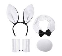 W WIDMANN MILANO Party Fashion 8564B - Set de disfraz de conejita, 5 piezas en red, diadema con orejas, cuello, puños y cola, carnaval, fiesta temática