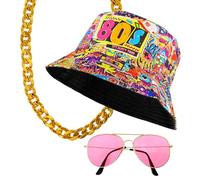 W WIDMANN MILANO Party Fashion - 90s Hip Hop Fashion Set, sombrero de pesca, gafas, collar, anillo, accesorio para disfraces