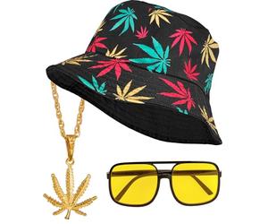 W WIDMANN MILANO Party Fashion - 90s Hip Hop Fashion Set, sombrero de pesca, gafas, collar, anillo, accesorio para disfraces