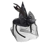 W WIDMANN MILANO Party Fashion 9369S - Mini sombrero de bruja con plumas y velo, negro, fiesta temática, carnaval, Halloween