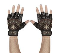 WIDMANN wdm95704 ? Par de guantes sin dedos borchiati Calavera con huesos cruzados (Piel, Negro, ONE SIZE