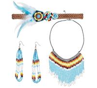 W WIDMANN MILANO Party Fashion 95720 - Conjunto de joyas de india de 3 piezas, cinta para el pelo, pendiente y cadena, fiesta temática, carnaval