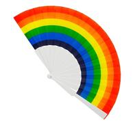 W WIDMANN MILANO Party Fashion - Abanico arcoíris para adultos, abanico de mano de colores, accesorio de disfraz para carnaval, eventos del Orgullo y fiestas temáticas