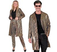 W WIDMANN MILANO Party Fashion - Abrigo de lentejuelas de fiesta, traje de fiesta, chaqueta, Disco Fever, estampado animal, festival, disfraces de carnaval