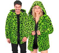 W WIDMANN MILANO Party Fashion - Abrigo leopardo para mujer y hombre, piel sintética con capucha, chaqueta de felpa, disfraz para carnaval y festivales