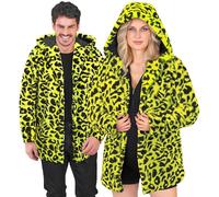 W WIDMANN MILANO Party Fashion - Abrigo leopardo para mujer y hombre, piel sintética con capucha, chaqueta de felpa, disfraz para carnaval y festivales