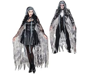 W WIDMANN MILANO Party Fashion, Abrigo "Schauriges Gespenst", Diseño Espeluznante, Color Gris, Largo 181 cm, 100% Poliéster, Ligero, Transpirable, Fácil Cuidado, A partir de 16 años