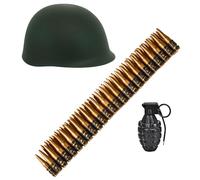 W WIDMANN MILANO Party Fashion - Accesorios para disfraces: set militar con casco, cinturón con cartuchos y granada de mano, adecuado para carnaval