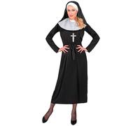 W WIDMANN MILANO Party Fashion Ahora Disfraz de Monja, sólido, color negro, XXL (Widmann S.r.l. 27520)
