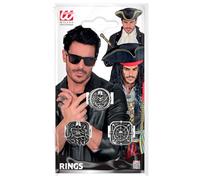 W WIDMANN MILANO Party Fashion - Anillos piratas para hombre, juego de 3, joyas de disfraz para carnaval, Halloween y cosplay