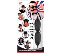 W WIDMANN MILANO Party Fashion - Bigote moldeable para prenderse, accesorio de disfraz de caballero para Halloween y carnaval