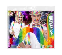 W WIDMANN MILANO Party Fashion, Bigotes de colores, 5 arcoíris falsos, adhesivo fácil, tema Orgullo Gay, calidad premium, versátil para todas las fiestas, ¡un look vibrante y original!