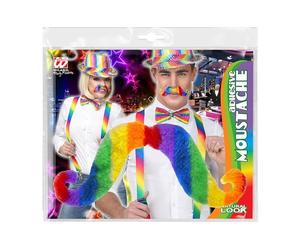 W WIDMANN MILANO Party Fashion, Bigotes de colores, 5 arcoíris falsos, adhesivo fácil, tema Orgullo Gay, calidad premium, versátil para todas las fiestas, ¡un look vibrante y original!