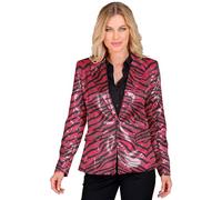 W WIDMANN MILANO Party Fashion - Blazer de moda de fiesta con lentejuelas para señoras, estampado de cebra, Disco Fever, Schlagermove, chaqueta, estampado animal