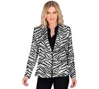 W WIDMANN MILANO Party Fashion - Blazer de moda de fiesta con lentejuelas para señoras, estampado de cebra, Disco Fever, Schlagermove, chaqueta, animal print