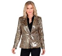 W WIDMANN MILANO Party Fashion - Blazer de moda de fiesta con lentejuelas para señoras, estampado de leopardo, Disco Fever, Schlagermove, chaqueta, estampado animal