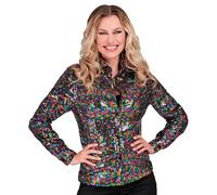 W WIDMANN MILANO Party Fashion - Blusa de lentejuelas de fiesta para mujer, Disco Fever, Schlagermove, camisa de mujer, festival, disfraces de carnaval