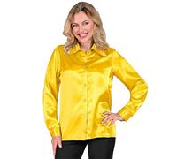 W WIDMANN MILANO Party Fashion - Blusa de satén para mujer, camisa de mujer para fiesta temática de los años 70, Disco Fever, carnaval